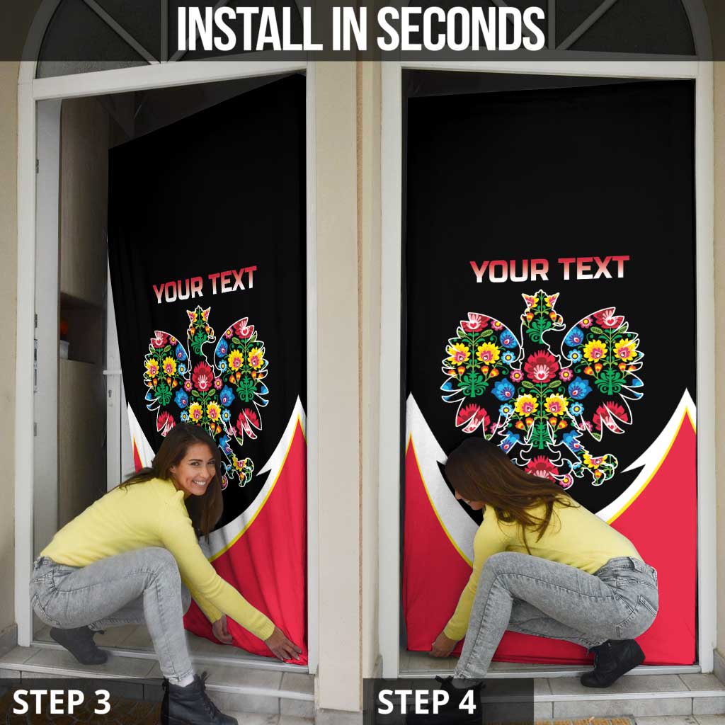 Personalized Poland Wycinanki Eagle Door Cover Polish Traditional Floral Folk Pattern - Wonder Print Shop