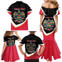 Personalized Poland Wycinanki Eagle Family Matching Mermaid Dress and Hawaiian Shirt Polish Traditional Floral Folk Pattern - Wonder Print Shop