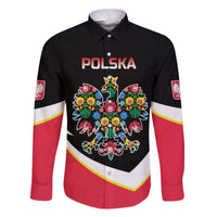 Personalized Poland Wycinanki Eagle Family Matching Off The Shoulder Long Sleeve Dress and Hawaiian Shirt Polish Traditional Floral Folk Pattern - Wonder Print Shop