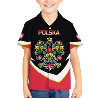 Personalized Poland Wycinanki Eagle Family Matching Off The Shoulder Long Sleeve Dress and Hawaiian Shirt Polish Traditional Floral Folk Pattern - Wonder Print Shop