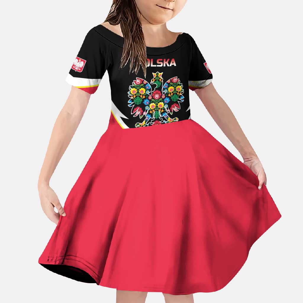 Personalized Poland Wycinanki Eagle Family Matching Off Shoulder Maxi Dress and Hawaiian Shirt Polish Traditional Floral Folk Pattern - Wonder Print Shop