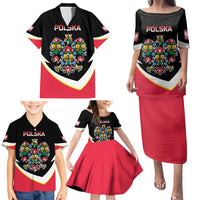 Personalized Poland Wycinanki Eagle Family Matching Puletasi and Hawaiian Shirt Polish Traditional Floral Folk Pattern - Wonder Print Shop