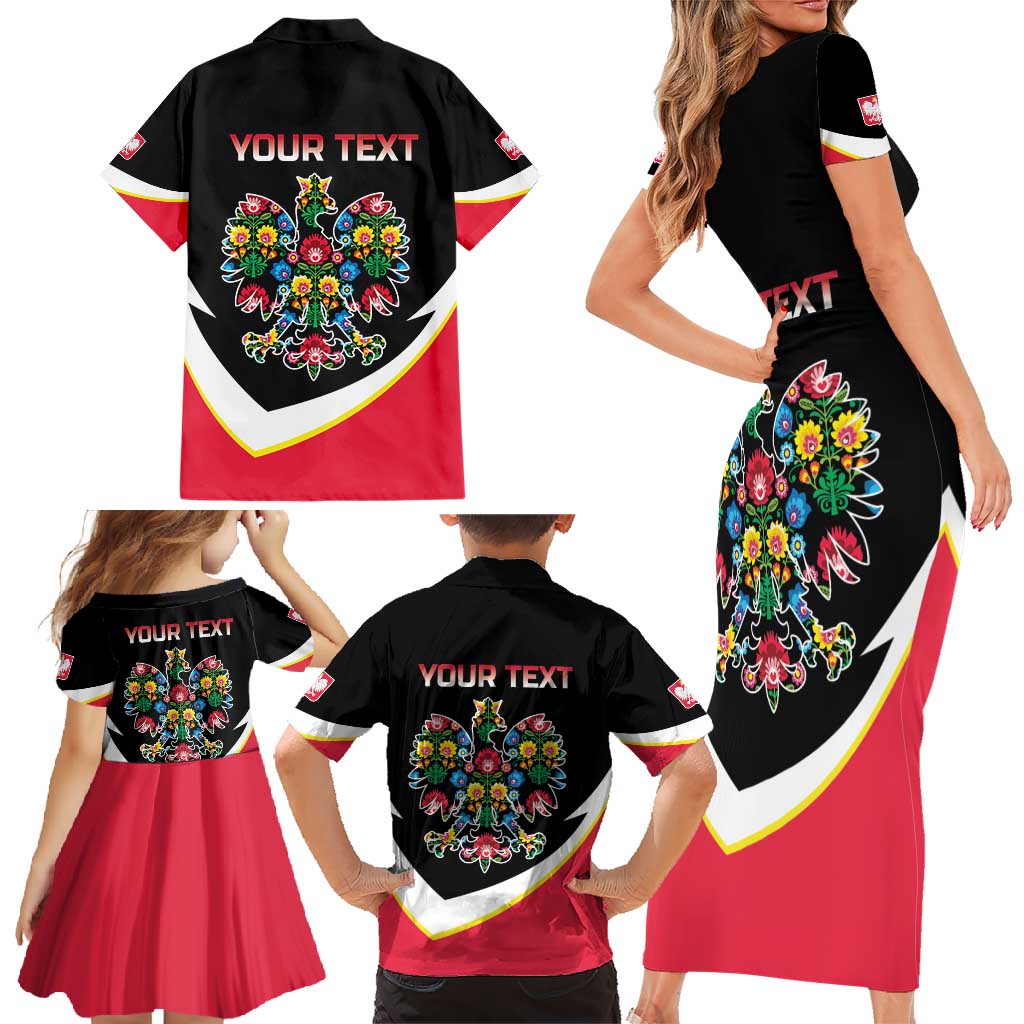 Personalized Poland Wycinanki Eagle Family Matching Short Sleeve Bodycon Dress and Hawaiian Shirt Polish Traditional Floral Folk Pattern - Wonder Print Shop