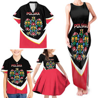 Personalized Poland Wycinanki Eagle Family Matching Tank Maxi Dress and Hawaiian Shirt Polish Traditional Floral Folk Pattern - Wonder Print Shop