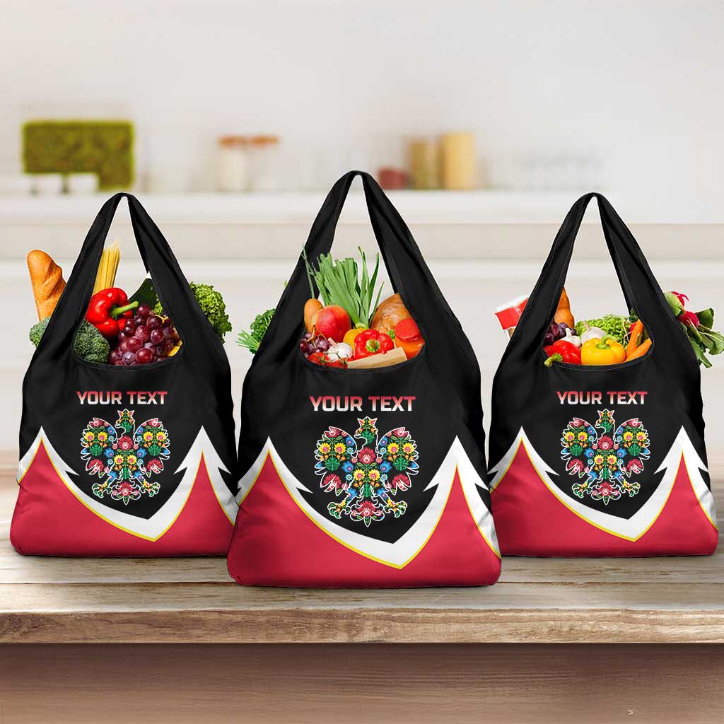 Personalized Poland Wycinanki Eagle Grocery Bag Polish Traditional Floral Folk Pattern - Wonder Print Shop