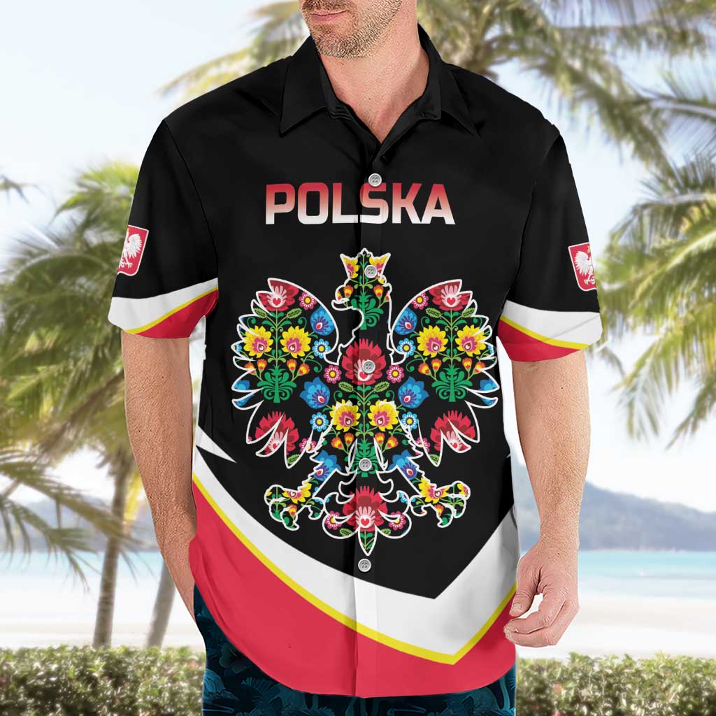 Personalized Poland Wycinanki Eagle Hawaiian Shirt Polish Traditional Floral Folk Pattern - Wonder Print Shop
