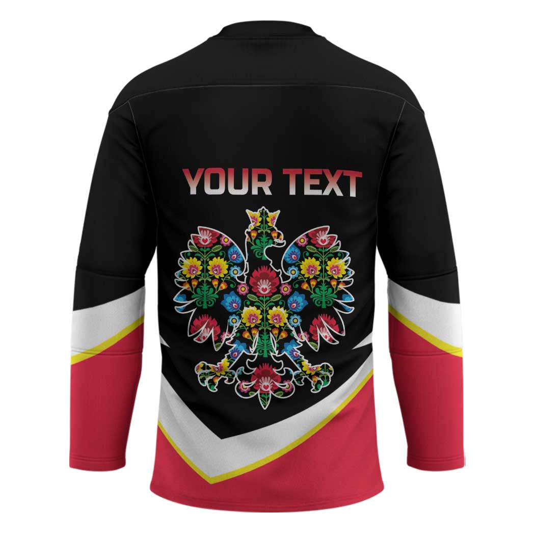 Personalized Poland Wycinanki Eagle Hockey Jersey Polish Traditional Floral Folk Pattern - Wonder Print Shop