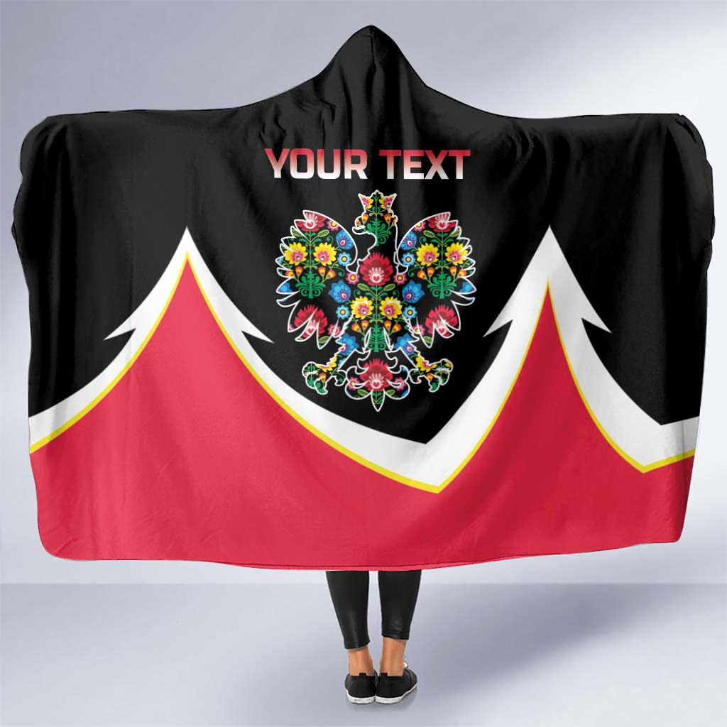 Personalized Poland Wycinanki Eagle Hooded Blanket Polish Traditional Floral Folk Pattern - Wonder Print Shop