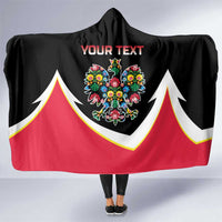 Personalized Poland Wycinanki Eagle Hooded Blanket Polish Traditional Floral Folk Pattern - Wonder Print Shop