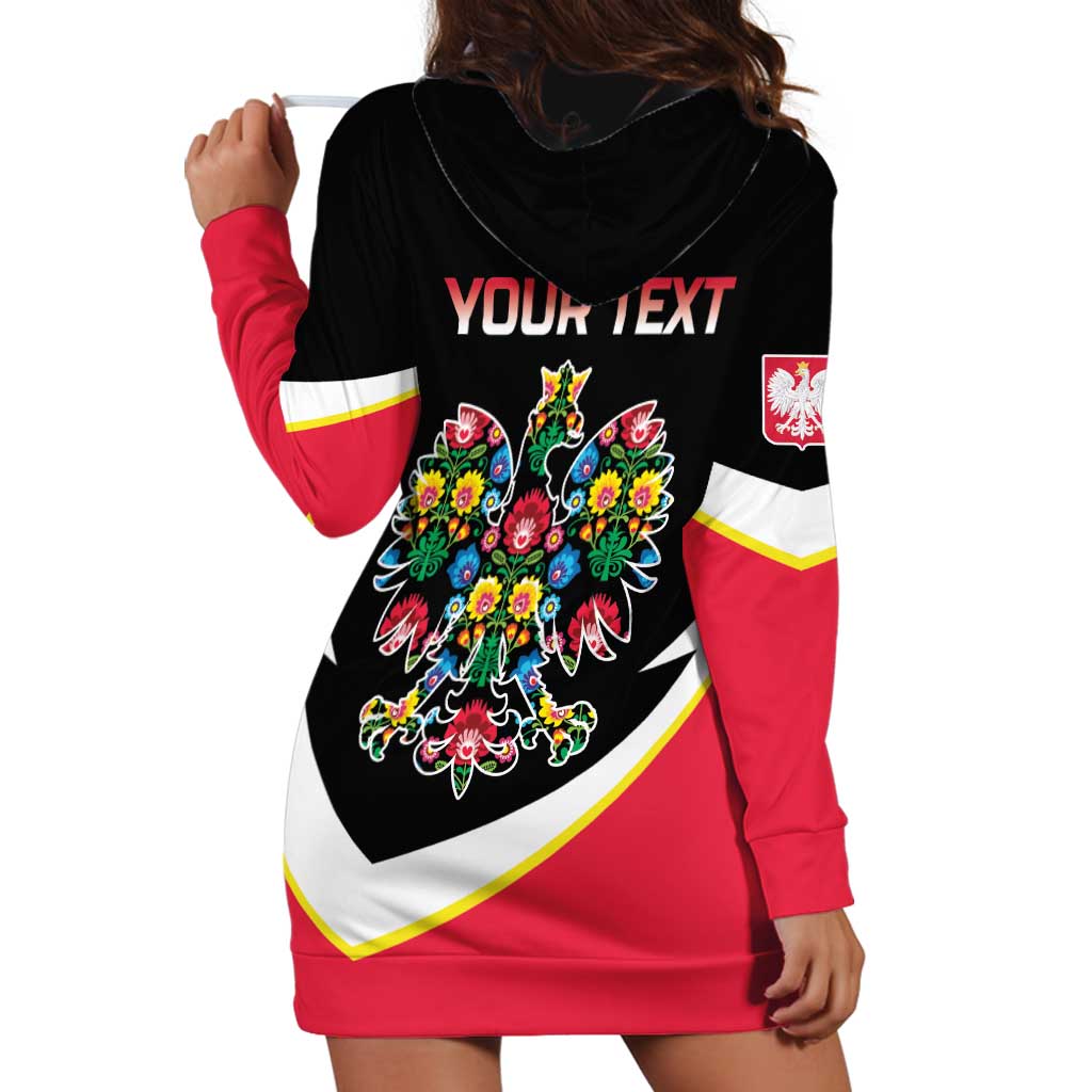 Personalized Poland Wycinanki Eagle Hoodie Dress Polish Traditional Floral Folk Pattern - Wonder Print Shop