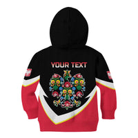 Personalized Poland Wycinanki Eagle Kid Hoodie Polish Traditional Floral Folk Pattern - Wonder Print Shop
