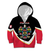 Personalized Poland Wycinanki Eagle Kid Hoodie Polish Traditional Floral Folk Pattern - Wonder Print Shop