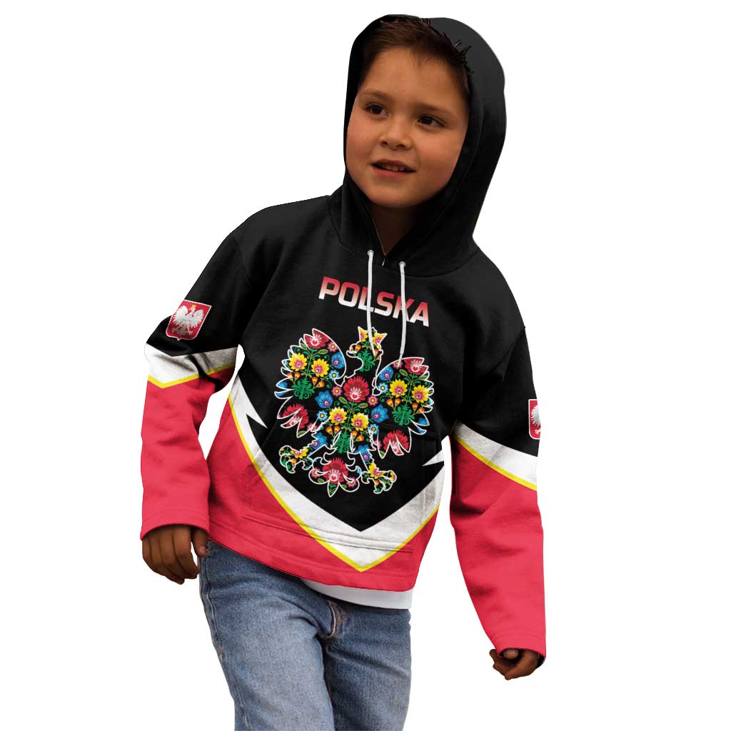 Personalized Poland Wycinanki Eagle Kid Hoodie Polish Traditional Floral Folk Pattern - Wonder Print Shop