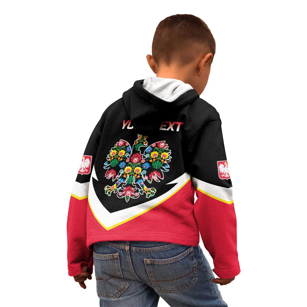 Personalized Poland Wycinanki Eagle Kid Hoodie Polish Traditional Floral Folk Pattern - Wonder Print Shop