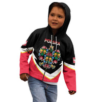 Personalized Poland Wycinanki Eagle Kid Hoodie Polish Traditional Floral Folk Pattern - Wonder Print Shop