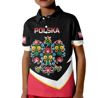 Personalized Poland Wycinanki Eagle Kid Polo Shirt Polish Traditional Floral Folk Pattern - Wonder Print Shop