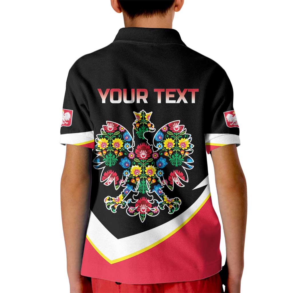Personalized Poland Wycinanki Eagle Kid Polo Shirt Polish Traditional Floral Folk Pattern - Wonder Print Shop