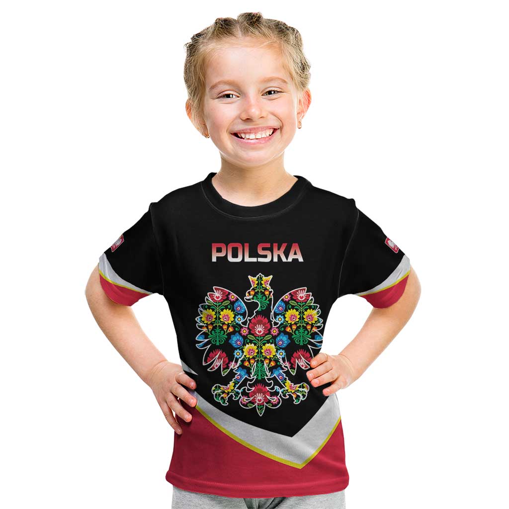 Personalized Poland Wycinanki Eagle Kid T Shirt Polish Traditional Floral Folk Pattern - Wonder Print Shop