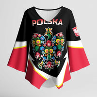 Personalized Poland Wycinanki Eagle Kimono Sleeve Blouse Polish Traditional Floral Folk Pattern - Wonder Print Shop