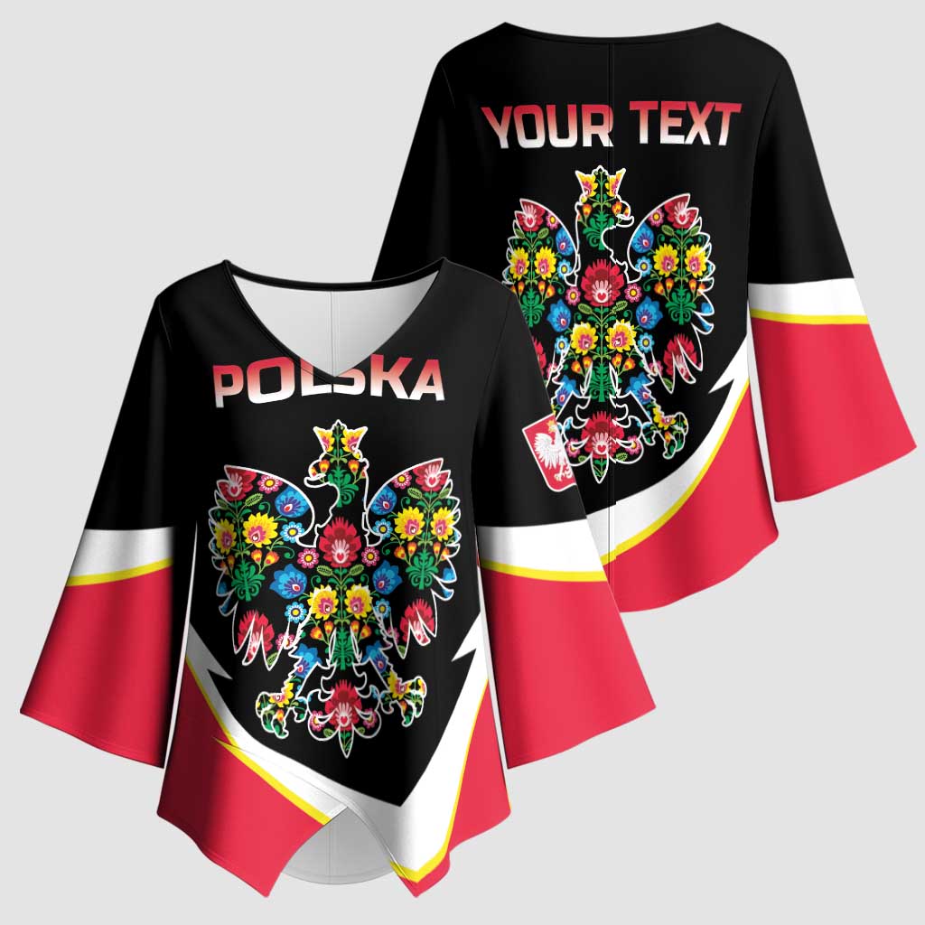 Personalized Poland Wycinanki Eagle Kimono Sleeve Blouse Polish Traditional Floral Folk Pattern - Wonder Print Shop