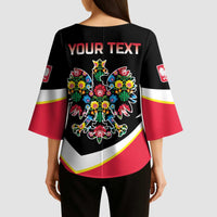 Personalized Poland Wycinanki Eagle Kimono Sleeve Blouse Polish Traditional Floral Folk Pattern - Wonder Print Shop