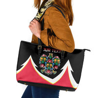Personalized Poland Wycinanki Eagle Leather Tote Bag Polish Traditional Floral Folk Pattern - Wonder Print Shop