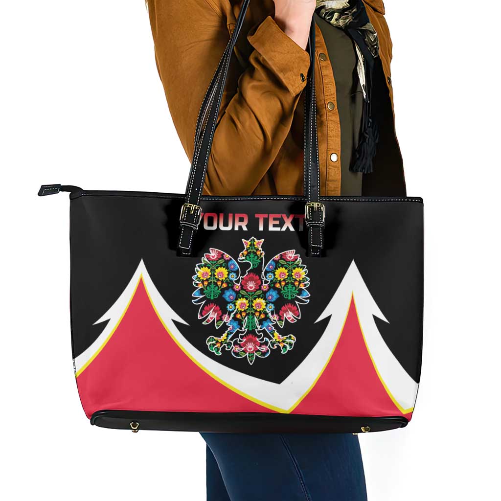 Personalized Poland Wycinanki Eagle Leather Tote Bag Polish Traditional Floral Folk Pattern - Wonder Print Shop
