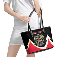 Personalized Poland Wycinanki Eagle Leather Tote Bag Polish Traditional Floral Folk Pattern - Wonder Print Shop