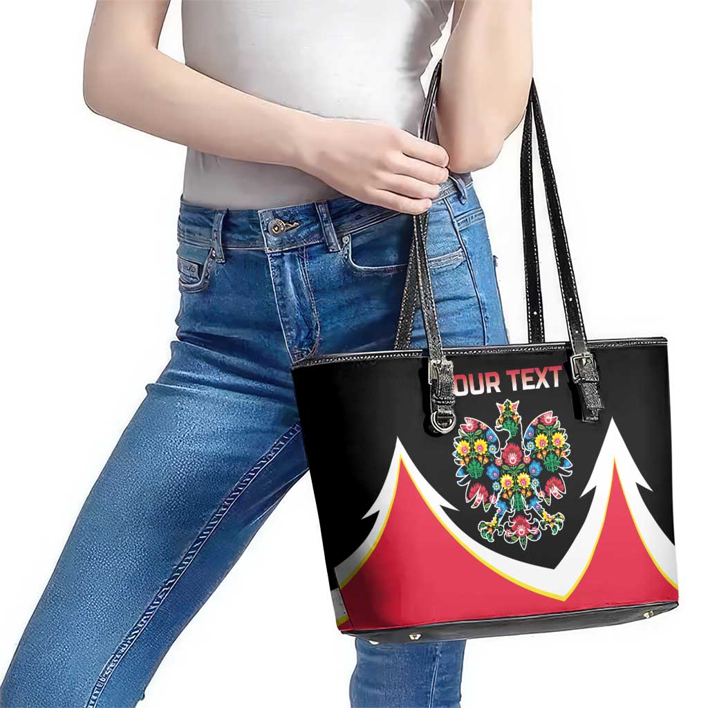 Personalized Poland Wycinanki Eagle Leather Tote Bag Polish Traditional Floral Folk Pattern - Wonder Print Shop