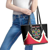 Personalized Poland Wycinanki Eagle Leather Tote Bag Polish Traditional Floral Folk Pattern - Wonder Print Shop