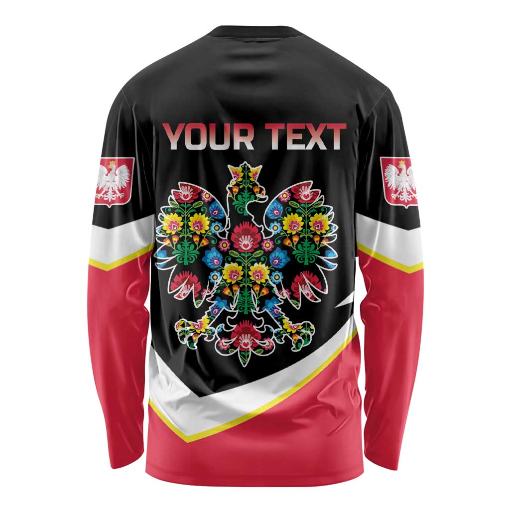 Personalized Poland Wycinanki Eagle Long Sleeve Shirt Polish Traditional Floral Folk Pattern - Wonder Print Shop