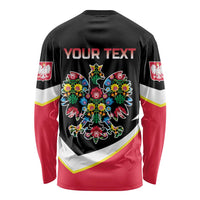 Personalized Poland Wycinanki Eagle Long Sleeve Shirt Polish Traditional Floral Folk Pattern - Wonder Print Shop