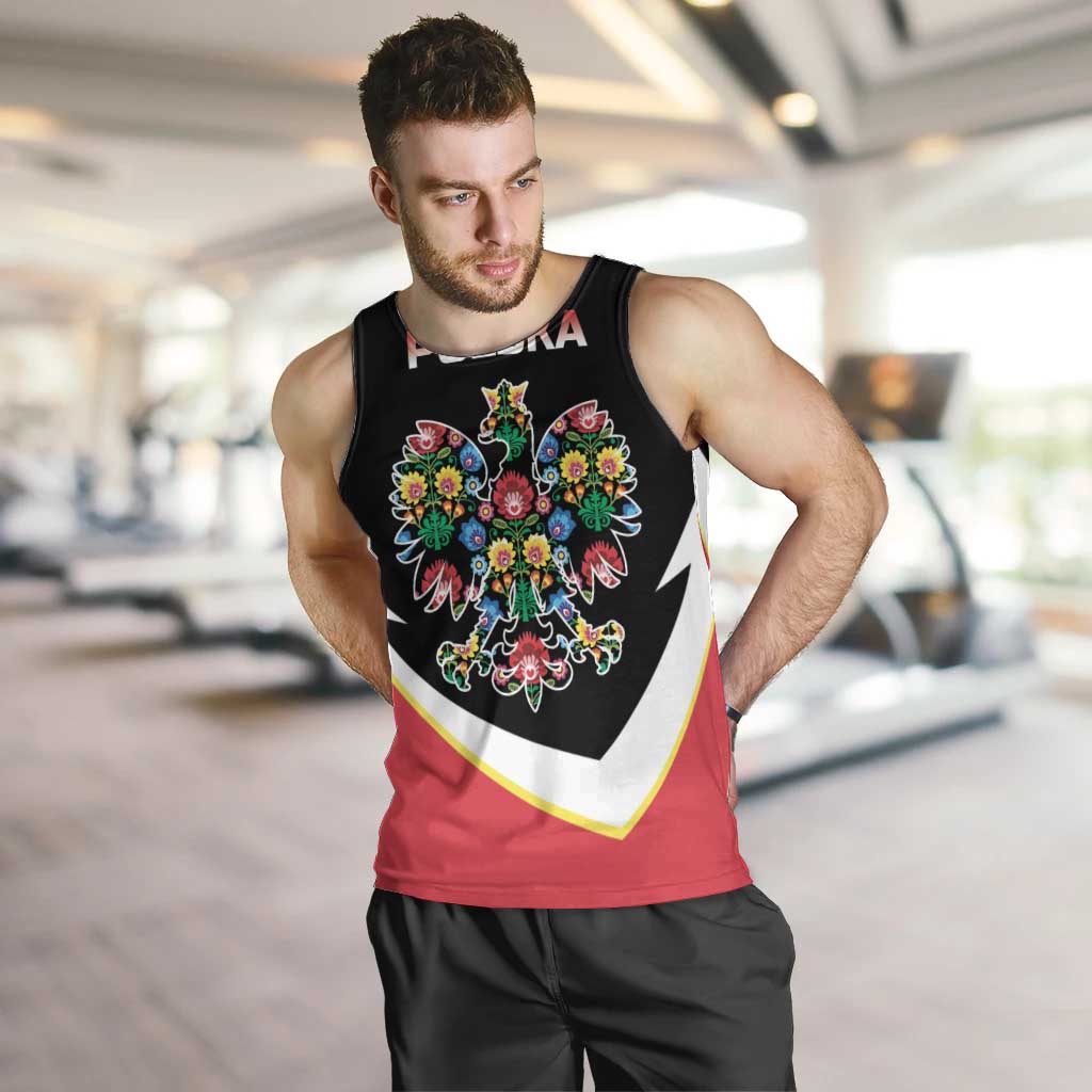 Personalized Poland Wycinanki Eagle Men Tank Top Polish Traditional Floral Folk Pattern - Wonder Print Shop
