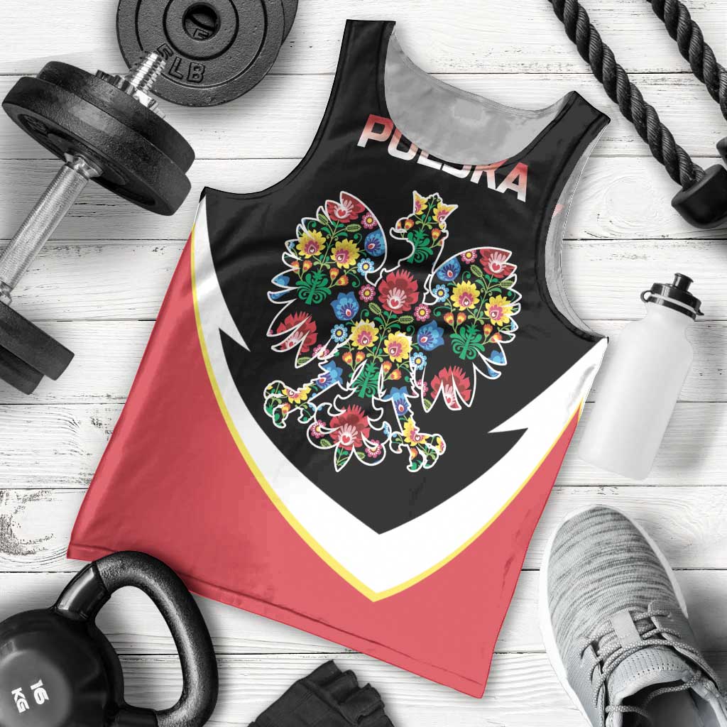 Personalized Poland Wycinanki Eagle Men Tank Top Polish Traditional Floral Folk Pattern - Wonder Print Shop