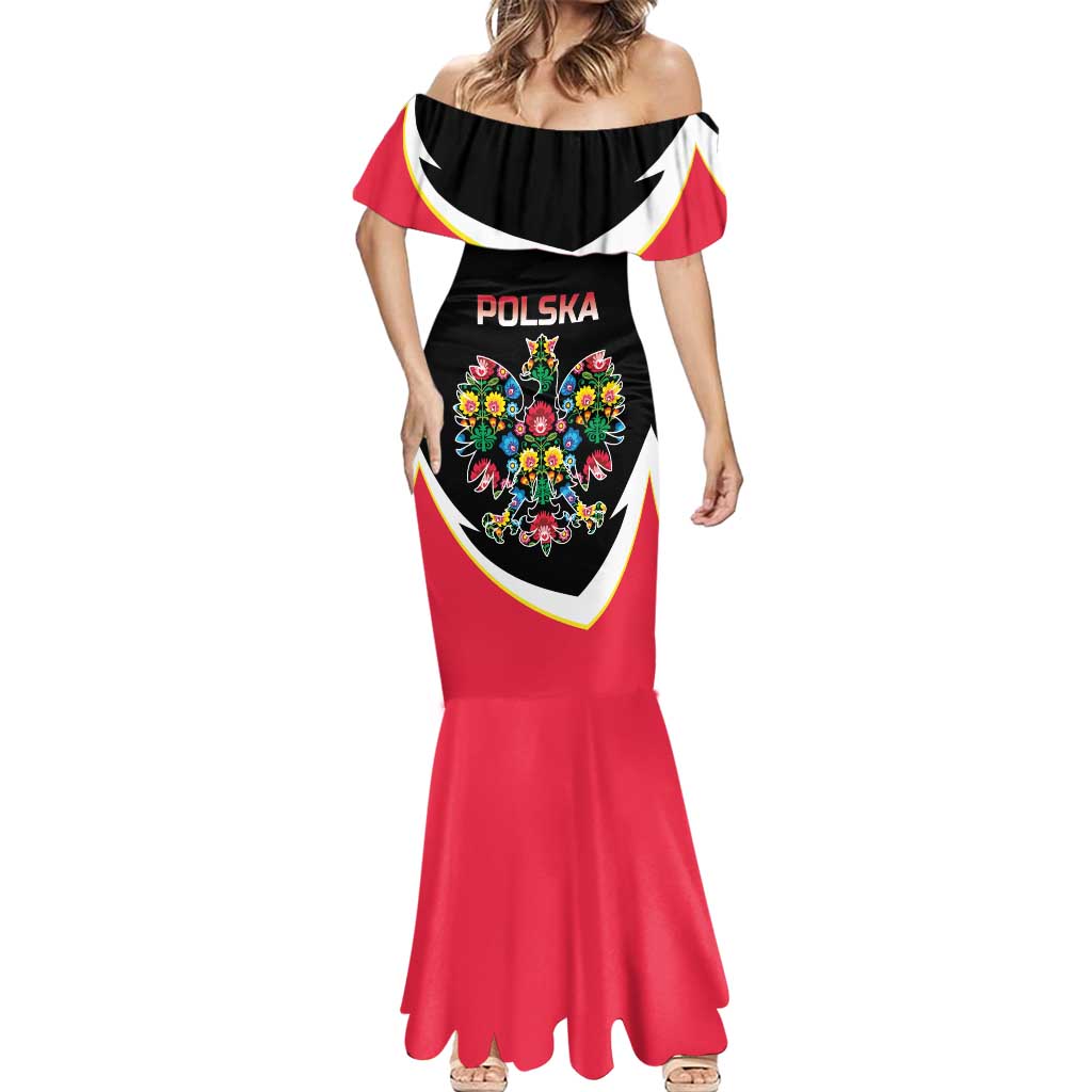 Personalized Poland Wycinanki Eagle Mermaid Dress Polish Traditional Floral Folk Pattern - Wonder Print Shop