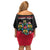 Personalized Poland Wycinanki Eagle Off Shoulder Short Dress Polish Traditional Floral Folk Pattern - Wonder Print Shop