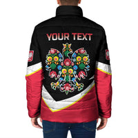 Personalized Poland Wycinanki Eagle Padded Jacket Polish Traditional Floral Folk Pattern - Wonder Print Shop