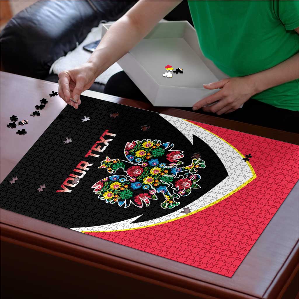 Personalized Poland Wycinanki Eagle Puzzle Polish Traditional Floral Folk Pattern - Wonder Print Shop