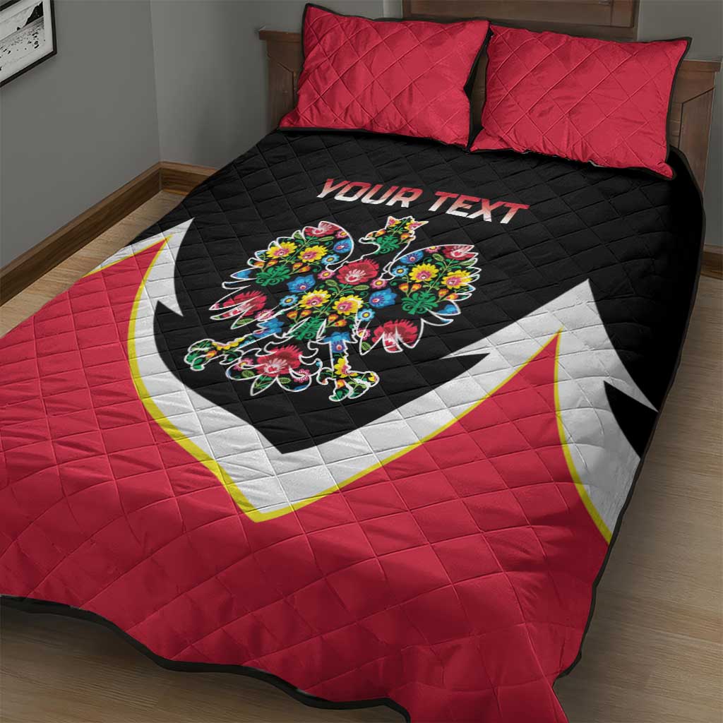 Personalized Poland Wycinanki Eagle Quilt Bed Set Polish Traditional Floral Folk Pattern - Wonder Print Shop