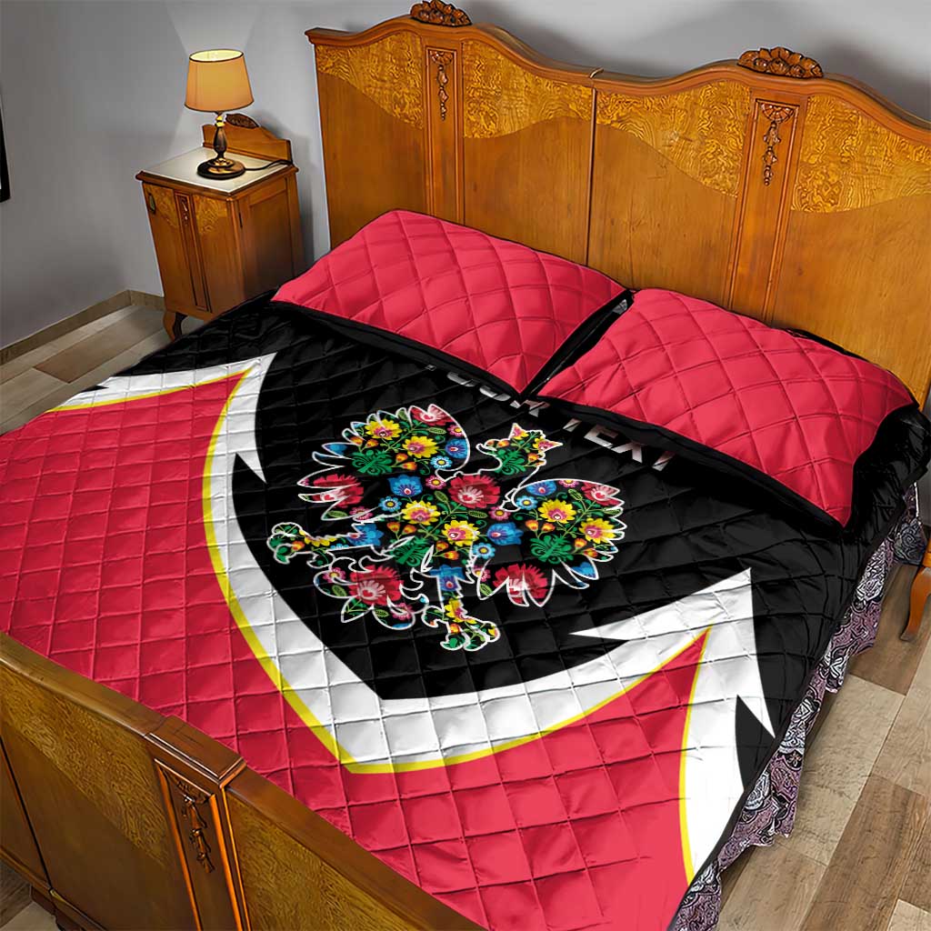 Personalized Poland Wycinanki Eagle Quilt Bed Set Polish Traditional Floral Folk Pattern - Wonder Print Shop