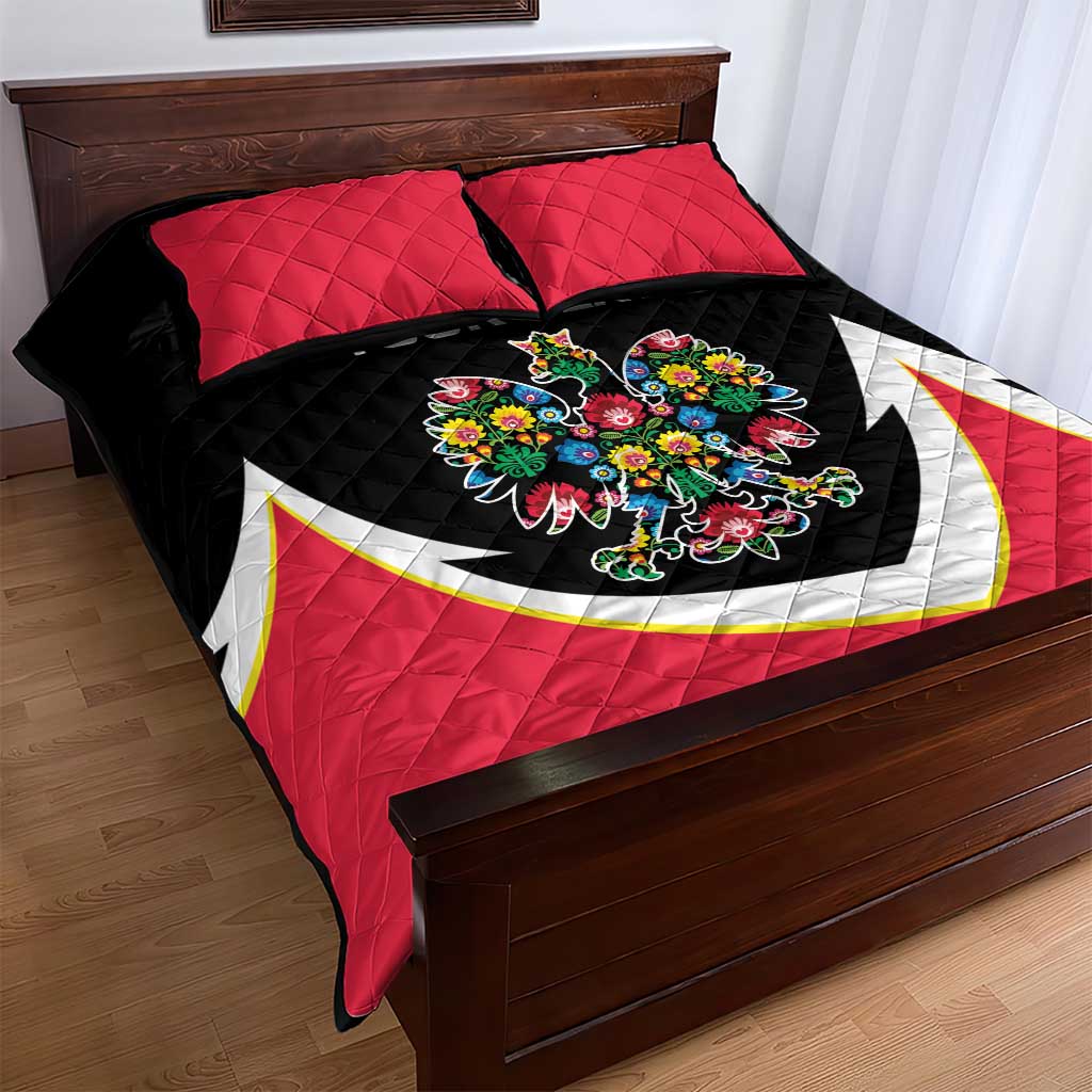 Personalized Poland Wycinanki Eagle Quilt Bed Set Polish Traditional Floral Folk Pattern - Wonder Print Shop