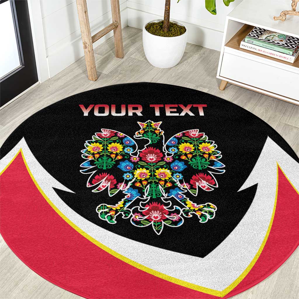 Personalized Poland Wycinanki Eagle Round Carpet Polish Traditional Floral Folk Pattern - Wonder Print Shop