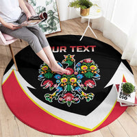 Personalized Poland Wycinanki Eagle Round Carpet Polish Traditional Floral Folk Pattern - Wonder Print Shop