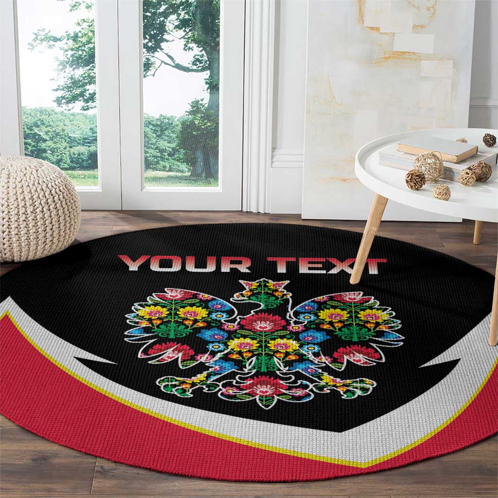 Personalized Poland Wycinanki Eagle Round Carpet Polish Traditional Floral Folk Pattern - Wonder Print Shop