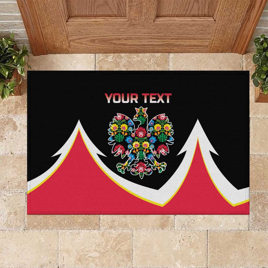 Personalized Poland Wycinanki Eagle Rubber Doormat Polish Traditional Floral Folk Pattern - Wonder Print Shop