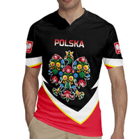 Personalized Poland Wycinanki Eagle Rugby Jersey Polish Traditional Floral Folk Pattern - Wonder Print Shop