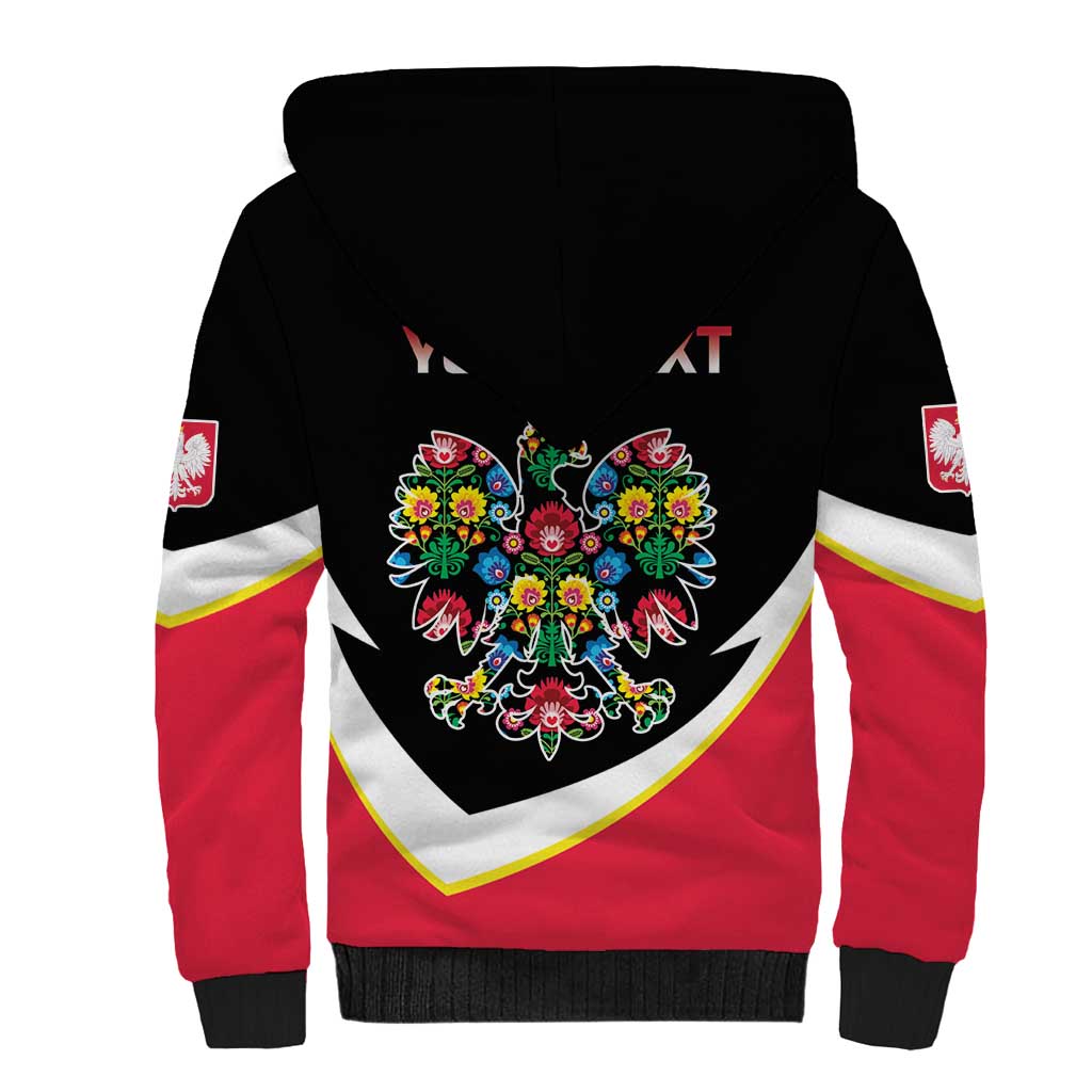 Personalized Poland Wycinanki Eagle Sherpa Hoodie Polish Traditional Floral Folk Pattern - Wonder Print Shop