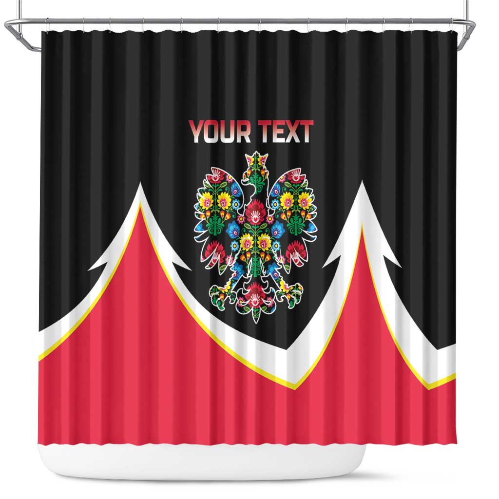 Personalized Poland Wycinanki Eagle Shower Curtain Polish Traditional Floral Folk Pattern - Wonder Print Shop