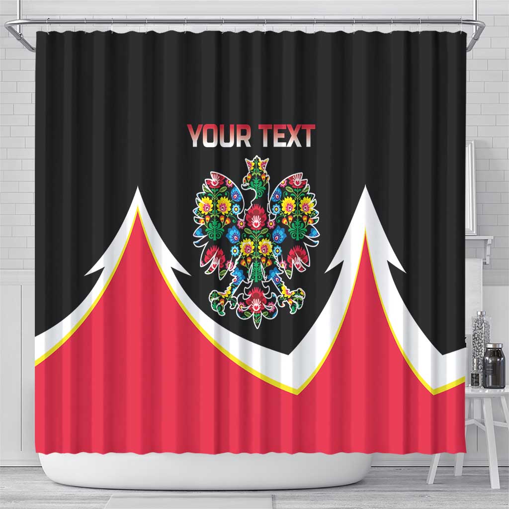 Personalized Poland Wycinanki Eagle Shower Curtain Polish Traditional Floral Folk Pattern - Wonder Print Shop
