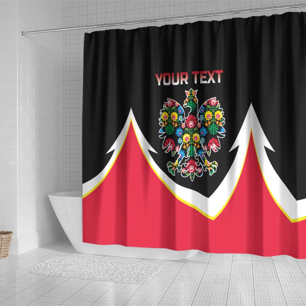 Personalized Poland Wycinanki Eagle Shower Curtain Polish Traditional Floral Folk Pattern - Wonder Print Shop